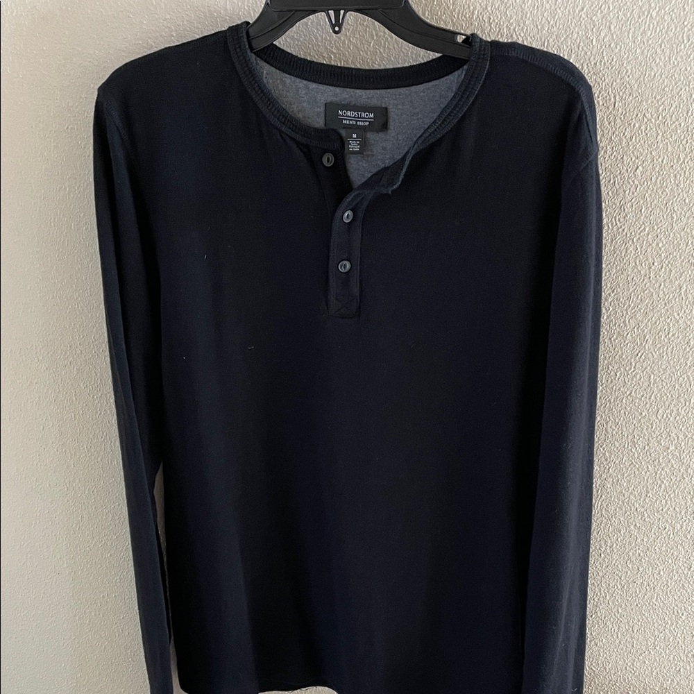 Nordstrom Men's Black Long Sleeve Henley shirt M